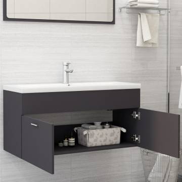 Sink Cabinet with Built-in Basin - Grey Engineered Wood