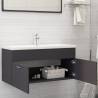 Sink Cabinet with Built-in Basin - Grey Engineered Wood