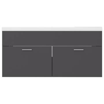 Sink Cabinet with Built-in Basin - Grey Engineered Wood