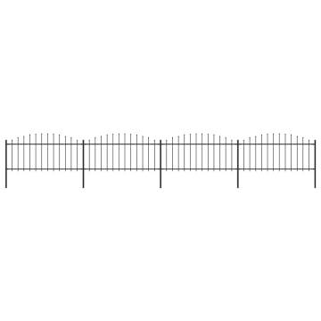 Garden Fence with Spear Top Steel - 6.8m Black | HipoMarket