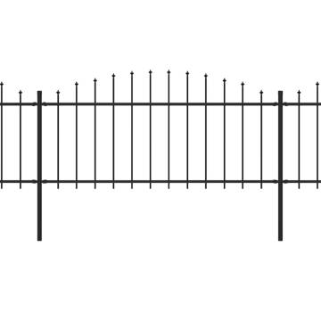 Garden Fence with Spear Top Steel - 6.8m Black | HipoMarket