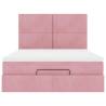 Pink Ottoman Bed with Mattresses 140x190cm Velvet