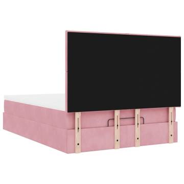 Pink Ottoman Bed with Mattresses 140x190cm Velvet