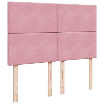 Pink Ottoman Bed with Mattresses 140x190cm Velvet