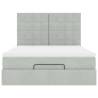 Ottoman Bed with Mattresses - Light Grey Velvet 140x200cm