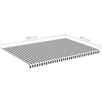 Replacement Fabric for Awning Anthracite & White 5x3.5m