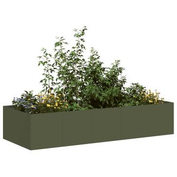 Stylish Olive Green Steel Planter - 200x80x40 cm | HipoMarket