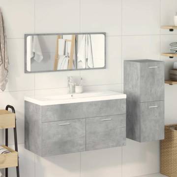 4 Piece Concrete Grey Bathroom Furniture Set - Stylish Storage