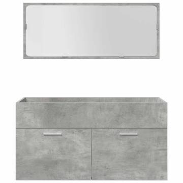 4 Piece Concrete Grey Bathroom Furniture Set - Stylish Storage