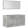 4 Piece Concrete Grey Bathroom Furniture Set - Stylish Storage