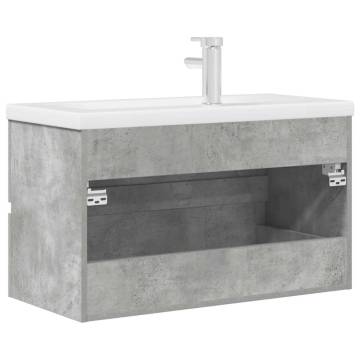 2 Piece Bathroom Furniture Set - Concrete Grey & Engineered Wood