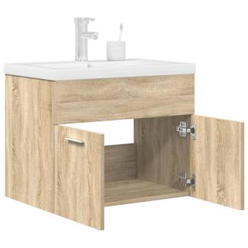 Stylish Bathroom Sink Cabinet with Basin & Faucet - Sonoma Oak