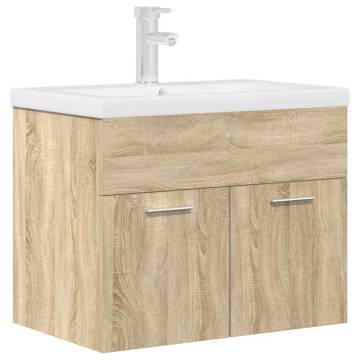 Stylish Bathroom Sink Cabinet with Basin & Faucet - Sonoma Oak