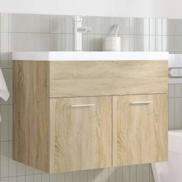 Stylish Bathroom Sink Cabinet with Basin & Faucet - Sonoma Oak