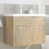 Stylish Bathroom Sink Cabinet with Basin & Faucet - Sonoma Oak