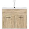 Stylish Bathroom Sink Cabinet with Basin & Faucet - Sonoma Oak