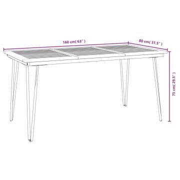 Garden Table with Hairpin Legs - Solid Acacia Wood 160x80 cm