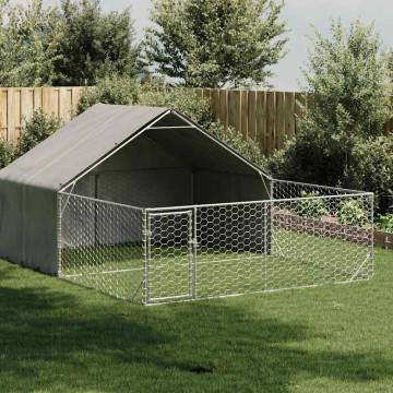 Outdoor Dog Kennel with Run - Galvanised Steel 5x3x1.9m