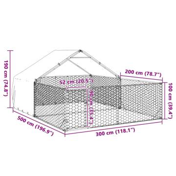 Outdoor Dog Kennel with Run - Galvanised Steel 5x3x1.9m