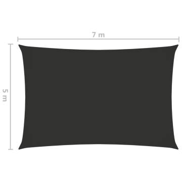 Sunshade Sail Oxford Fabric 5x7m Rectangular - Anthracite