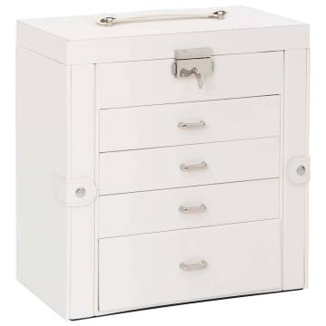 Jewellery Box 5-Layer with Mirror - Lockable White | HipoMarket