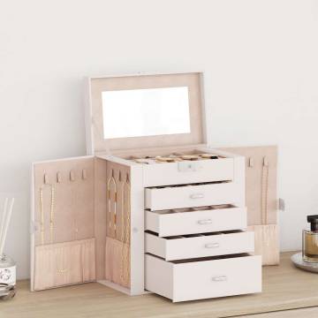 Jewellery Box 5-Layer with Mirror - Lockable White | HipoMarket