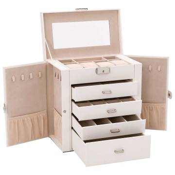 Jewellery Box 5-Layer with Mirror - Lockable White | HipoMarket