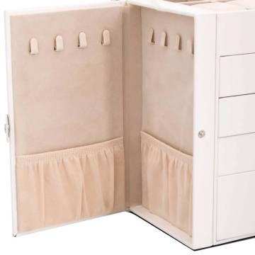 Jewellery Box 5-Layer with Mirror - Lockable White | HipoMarket