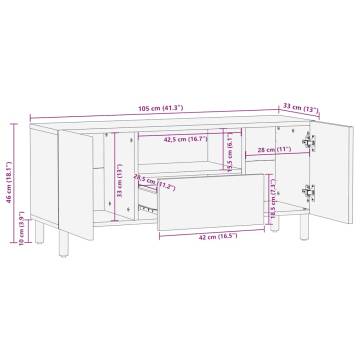 TV Cabinet Brown 105x33x46 cm - Solid Wood Mango | HipoMarket