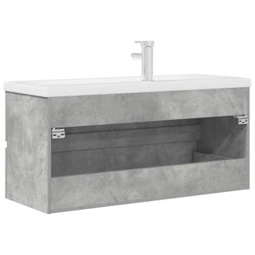 2 Piece Bathroom Furniture Set - Concrete Grey Wood | HipoMarket