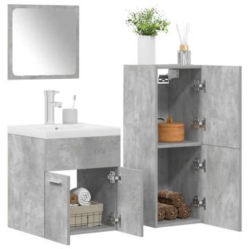 4 Piece Concrete Grey Bathroom Furniture Set | Hipomarket UK