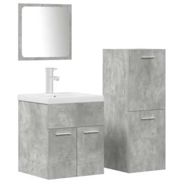 4 Piece Concrete Grey Bathroom Furniture Set | Hipomarket UK