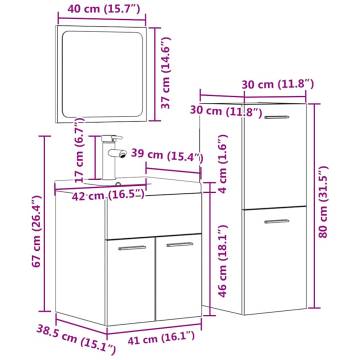 4 Piece Concrete Grey Bathroom Furniture Set | Hipomarket UK