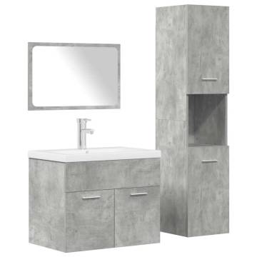 4 Piece Concrete Grey Bathroom Furniture Set | Hipomarket UK