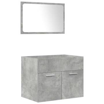 4 Piece Concrete Grey Bathroom Furniture Set | Hipomarket UK