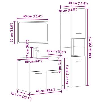 4 Piece Concrete Grey Bathroom Furniture Set | Hipomarket UK