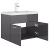 High Gloss Grey Sink Cabinet with Built-in Basin - Hipomarket