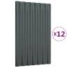 Roof Panels 12 pcs Powder-coated Steel Anthracite 60x36 cm