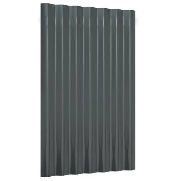 Roof Panels 12 pcs Powder-coated Steel Anthracite 60x36 cm