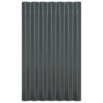 Roof Panels 12 pcs Powder-coated Steel Anthracite 60x36 cm