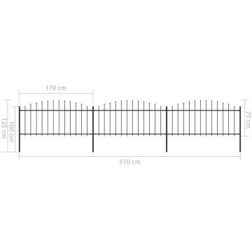 Premium Black Steel Garden Fence with Spear Top - 5.1m