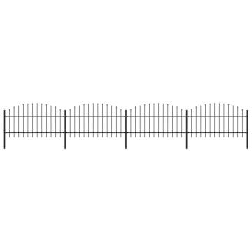 Premium Garden Fence with Spear Top Steel - 6.8m Black