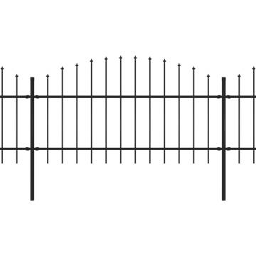 Premium Garden Fence with Spear Top Steel - 6.8m Black