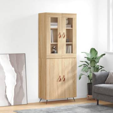 Stylish Highboard Sonoma Oak - 69.5x34x180 cm | Hipo Market