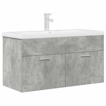 Stylish Bathroom Sink Cabinet with Basin & Faucet - Concrete Grey