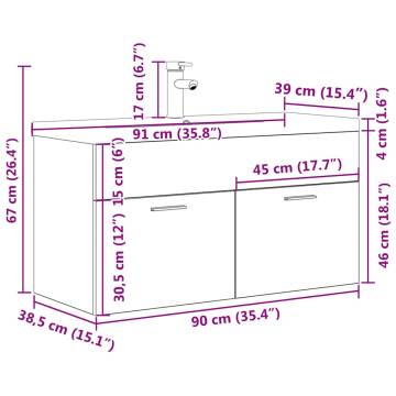 Stylish Bathroom Sink Cabinet with Basin & Faucet - Concrete Grey