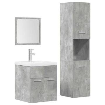 4 Piece Concrete Grey Bathroom Furniture Set | HipoMarket