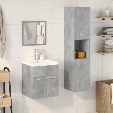 4 Piece Concrete Grey Bathroom Furniture Set | HipoMarket