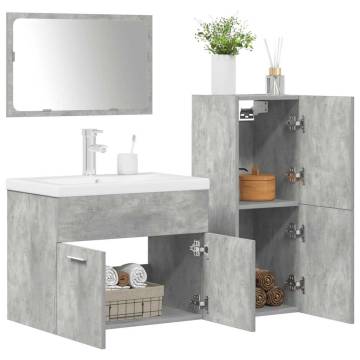 4 Piece Bathroom Furniture Set - Concrete Grey - Hipomarket