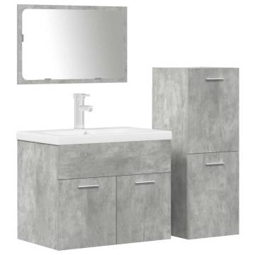 4 Piece Bathroom Furniture Set - Concrete Grey - Hipomarket